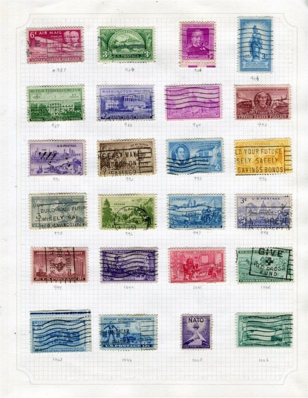 USA; 1950-52 fine early run of used values on cat numbered album page