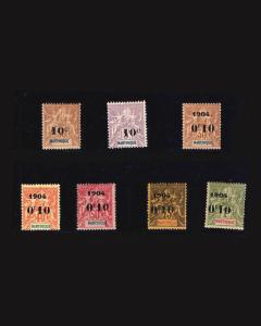 VINTAGE: MARTINIQUE ALL OG,LH  SCOTT # 54-60 $ 150.50 LOT # VSAMART1904A-B70