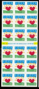 U.S. Scott #2813a Love Booklet Pane - Plate #B333-9 - Highlighted in Scan