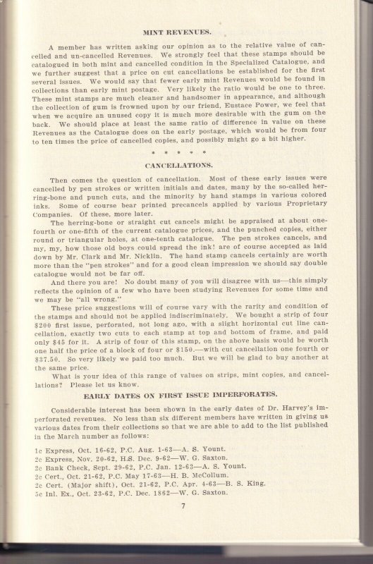 Revenue Unit Columns from The American Philatelist, Beverly King, 1981, 238 pp. 