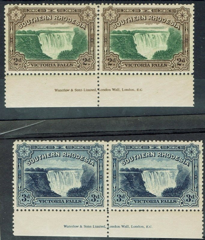 SOUTHERN RHODESIA 1932 VICTORIA WATERFALLS SET IMPRINT PAIRS 