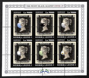 A6962 - SIERRA LEONE, Error, 2020, MISPERF MINIATURE SHEET: Penny Black, medicin