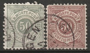 Wurttemberg 1890 Sc 67-8 used