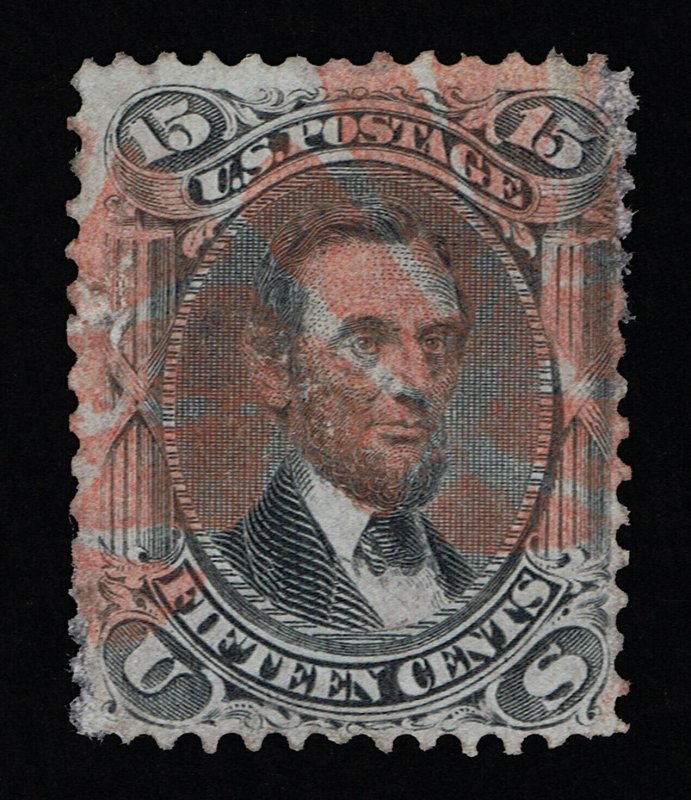 AFFORDABLE GENUINE SCOTT #77 F-VF USED BLACK 1866 NBNC PRINTING RED CANCEL 19310