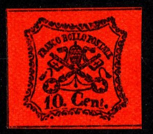 Italy Roman States Scott 15 Unused hinged.