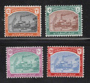 SUDAN Scott J12-J15 MH* postage due set CV $48. Riverboat on the Nile