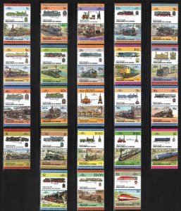 St. Vincent, Union Island #13-60 ~ Short Set 23 Pairs ~ RR Trains ~ MNH, 1984-87