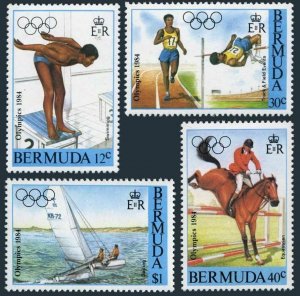 Bermuda 453-456,lightly hinged. Olympics Los Angeles 1984.Swimming,Equestrian,