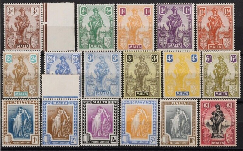 MALTA 1922 'Malta' set ¼d-£1 MNH **.