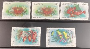 St. Kitts #140a,40b,47a,51a,52a Mint Never Hinged 1984-88 Marine Life