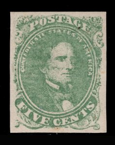 MOMEN: US STAMPS CSA #1 IMPERF UNUSED TRACE MINT OG VF/XF LOT #85837**