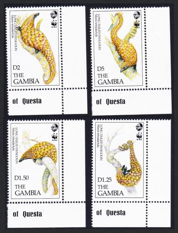 Gambia WWF Long-tailed Pangolin 4v Bottom Right Corners SG#1495-1498