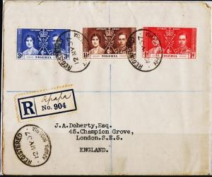 Nigeria. 1937 Cover. Coronation. S.G.46/48 Fine Used