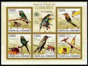 COMORO IS - 2009 - Bee Eaters - Perf 5v Sheet - MNH