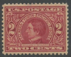 US Sc#370 1909 2c Alaska-Yukon Perf. Very Fine Centered OG Mint Hinged (cd)