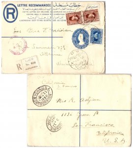 Egypt 5m (2) and 15m King Fuad on 15m King Fuad Registration Envelope 1931 Al...