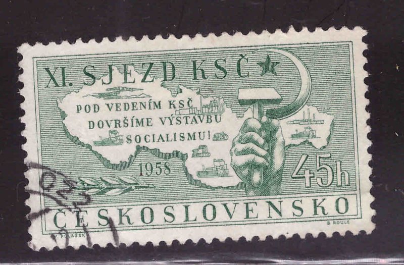 Czechoslovakia Scott 860 Used 1958 Map stamp