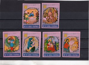 EQUATORIAL GUINEA 1974 CHRISTMAS PAINTINGS SET OF 6 STAMPS IMPERF. MNH 