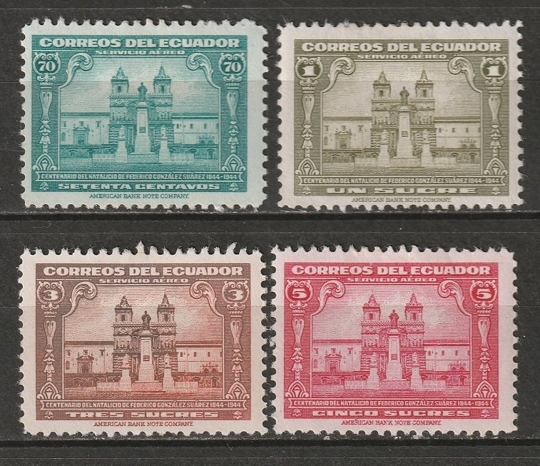 Ecuador 1944 Sc C124-7 air post set MH* disturbed gum/thins