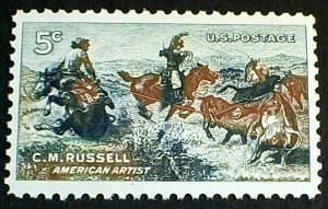 U.S. Scott 1243- Jerked Down by C.M. Russell, Artist - MNH OG F-VF 1964