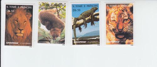 1996 St Thomas Prince Greenpeace (Scott 1237-40) MNH