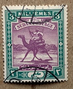 Sudan 1898 3m Camel Post,  nicely used. Scott 11, CV $2.50. SG 12