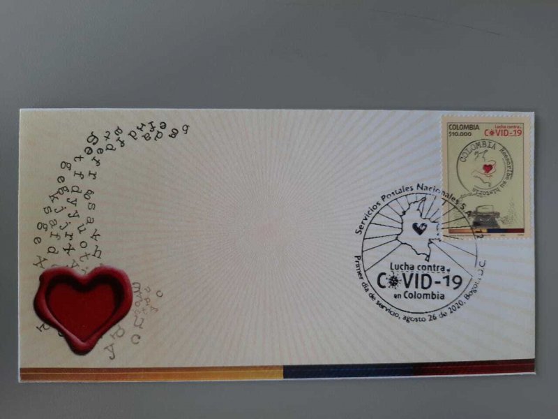 RA) 2020, COLOMBIA, FIGHT AGAINST PANDEMIC, NATIONAL POSTAL SERVICES, FDC