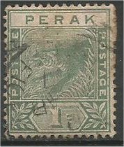 PERAK, 1892, used 1c, Tiger. Scott 42