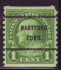 Hartford CT, 597-61 Bureau Precancel, 1¢ coil Franklin