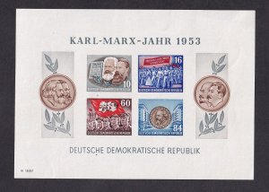 German Democratic Republic   DDR   #146a  MNH 1953 Marx sheet of 4 imperf