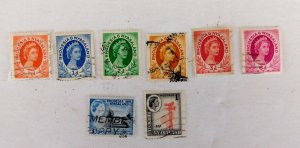 Rhoesia and Nyasaland Lot of 8, 141-44, 47, #159/162, Used/Fine, Queen Elizabeth