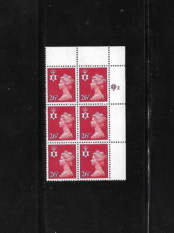 Great Britain Stamps: Northern Ireland: #NIMH46; 26p Machin UR # Blk/6 (2) MNH