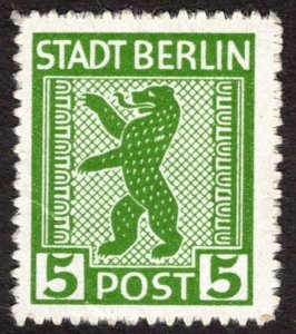 1945, Germany, Allied Occupation of Berlin 5pf, MNH crease, Sc 11N1a