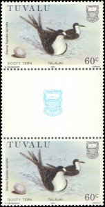 Tuvalu #287-290, Complete Set(4), Gutter Pairs, 1985, Birds, Never Hinged