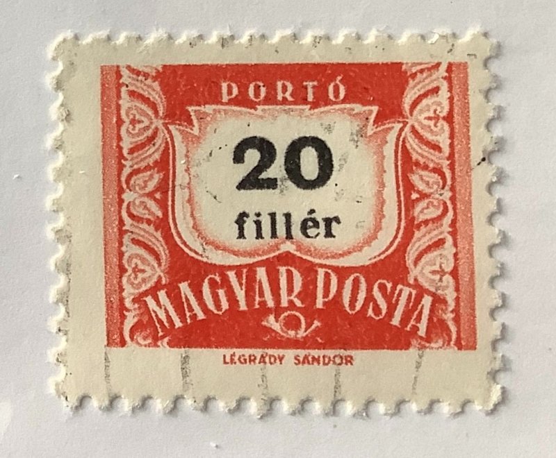 Hungary 1964 Scott J253  used - 20f, Numeral