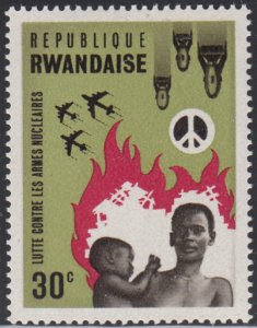 Rwanda 1966 MNH Sc 171 30c People, fire, planes, bombs Anti-Nuclear Weapons