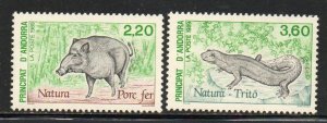 Andorra (Fr) Sc 376-77 1989  Wildlife stamp set mint NH
