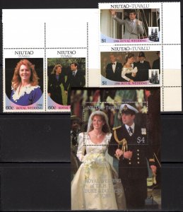 Niutao-Tuvalu 1986 ROYAL WEDDING ANDREW & SARAH 2 Pairs + 1 Souvenir Sheet MNH