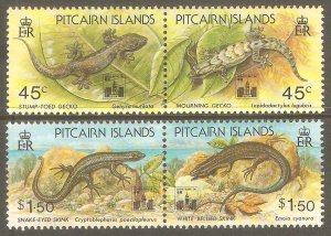 PITCAIRN ISLAND Sc# 396a 398a MNH FVF Set2 x Pair Reptiles Lizards