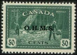 Canada SC# O9 Logging in British Columbia 50C o/p O.H.M.S.  MH  SCV$ 190.00