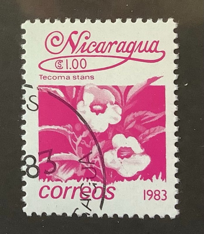 Nicaragua 1983 Scott 1223 CTO - 1  1 C$, Flowers, Tecoma stans