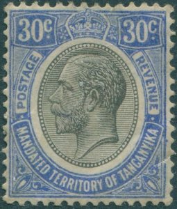 Tanganyika 1927 SG98a 30c black and blue KGV crease MH