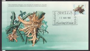 Cayman Islands Seashells 1980 Costeau U/A FDC BIN