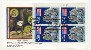 2419 $2.40 priority mail Moon Landing GillCraft, Plate Block PB4 FDC.