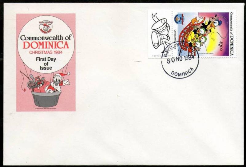 Dominica 1984 Walt Disney Cartoon Film Donald Duck Cinema Sc 872 FDC # 9344C