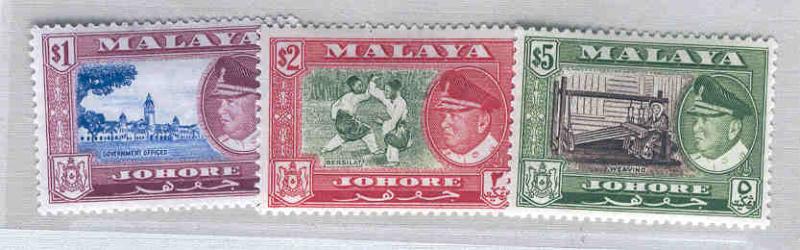 MALAYA, JOHORE 166-168 MINT HINGED SULTAN ISMAIL STAMPS