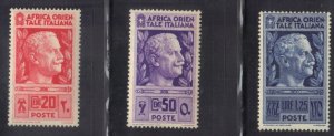 ITALIAN EAST AFRICA SC# 6,10,13 MINT HINGED 1938