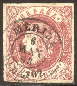 SPAIN #58 Used - 1862 19c Carmine