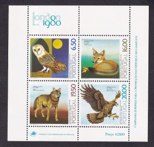 Portugal  #1462a-1465a   MNH  1976   protection nature   London 1980  owl  fox