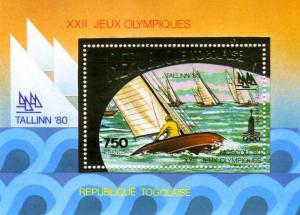 TOGO 1980 Moscow Olympics Sailing Gold Foil s/s Perforated mnh.vf